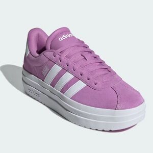 Adidas VL Court Bold Women Size 6 Suede Leather Sneaker Purple Trainers Footwear